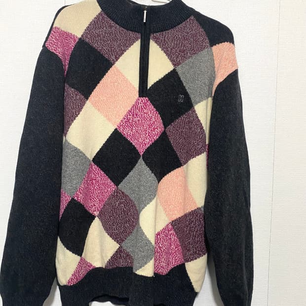 닥스 남성 아가일 체크 반집업 니트