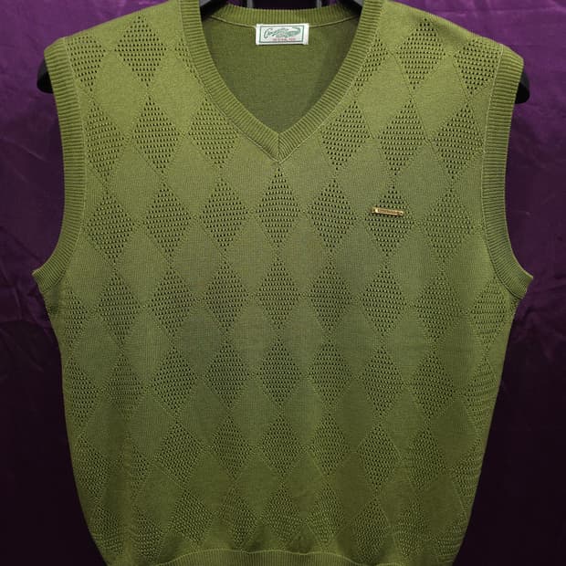 크로커다일 망사 아가일패턴 니트 조끼 100