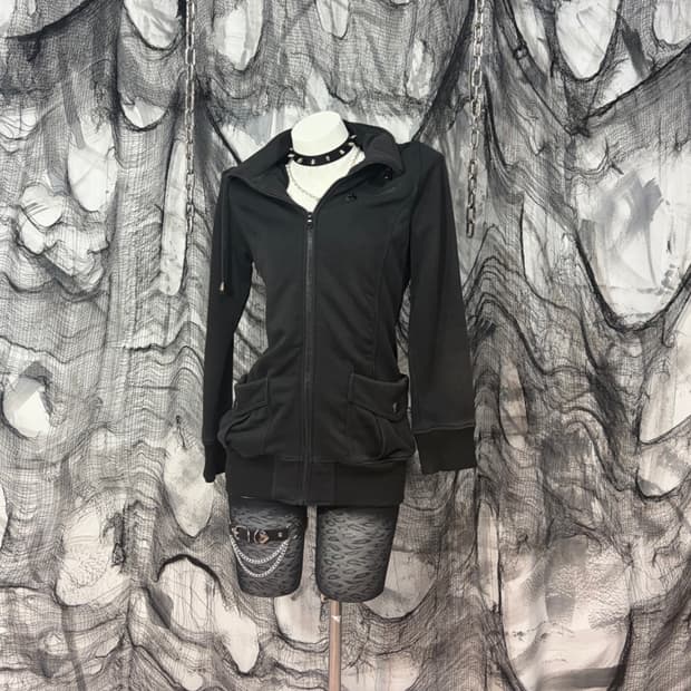 00's Gothic high neck Hoodie Zip up