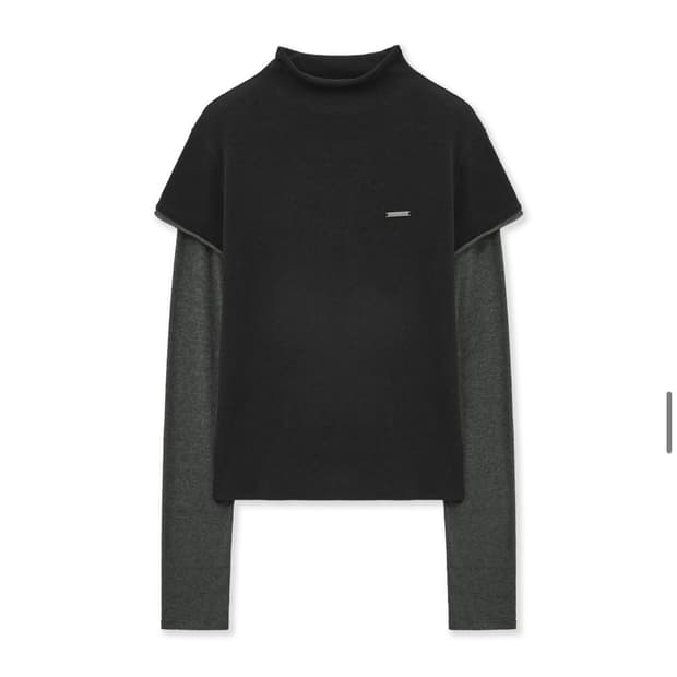LAYERED LONG SLEEVE T-SHIRT-BLACK
