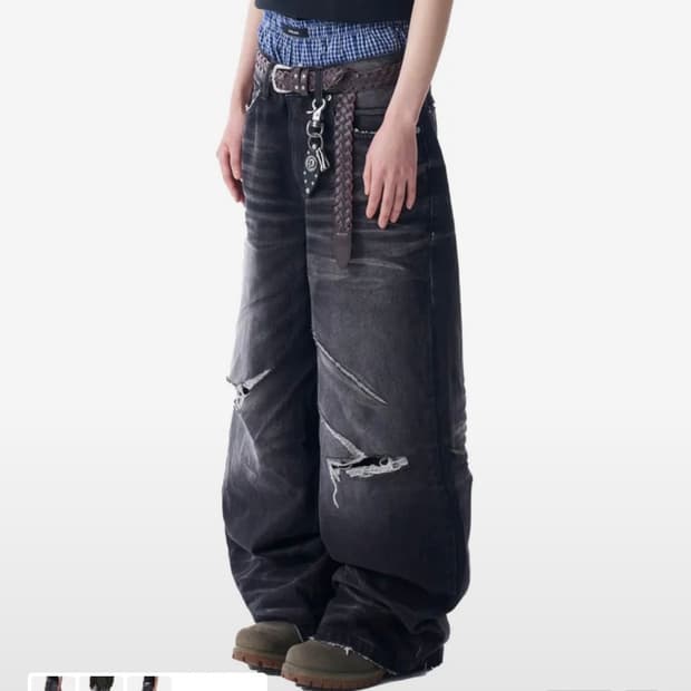 아캄 VTG Embo Washed Denim Pants (Black)