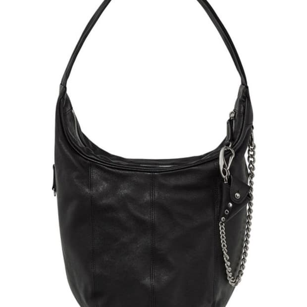 오픈와이와이 레더 모토 호보백 블랙