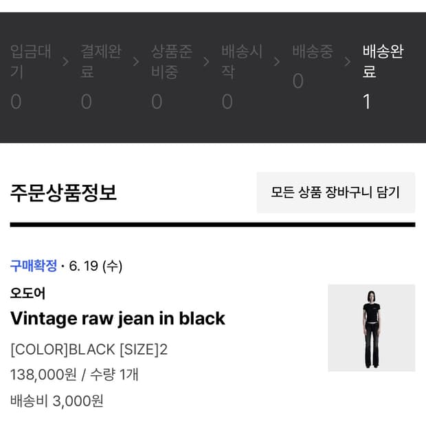 오도어 빈티지 로우진 블랙