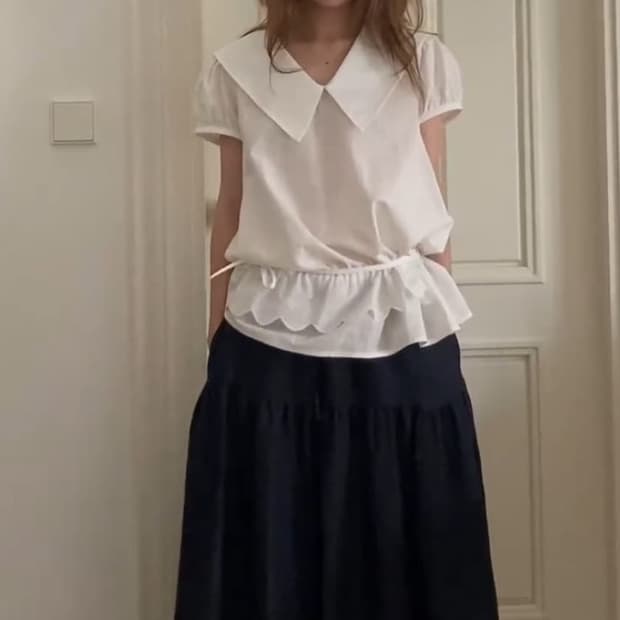 데어드 러플 블라우스 셔츠