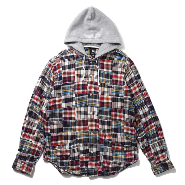 STUSSY Patchwork Check Hooded Shirt