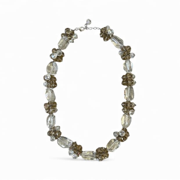 Vintage Smoky Cluster Glass Necklace