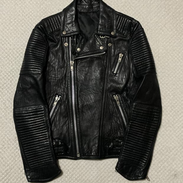 광희시장 웨스턴 무드 램스킨 양가죽 바이커 레더 자켓
