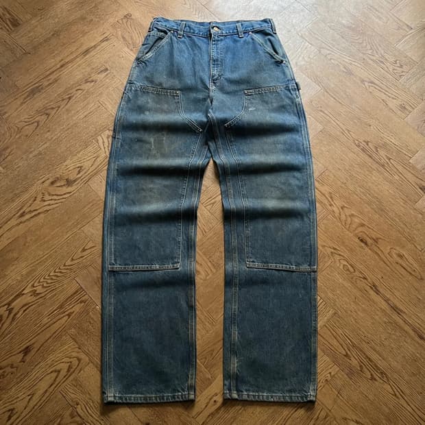 [33]칼하트 USA 더티워싱 더블니 워크 데님 팬츠