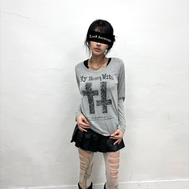 Leopard detail cross long sleeve