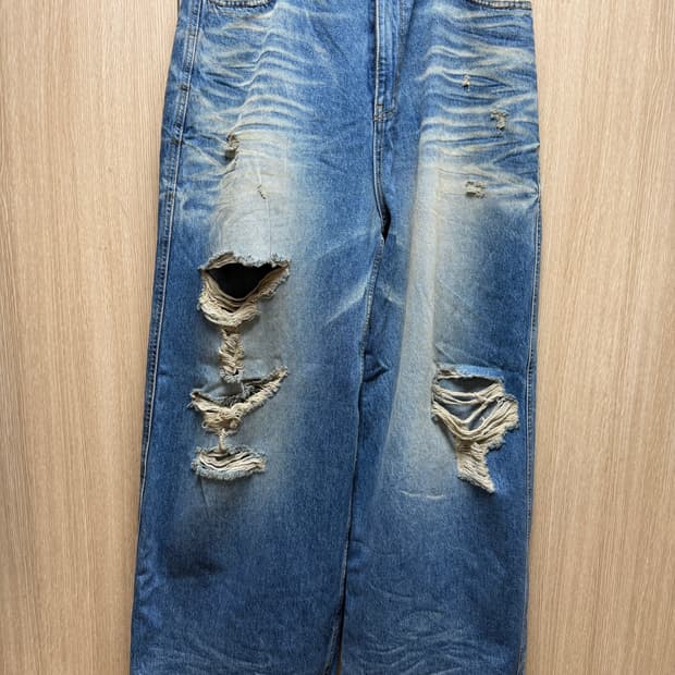 애모스탠스클럽 Destroyed baggy wide leg jeans
