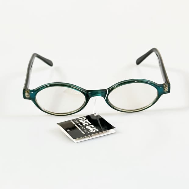 90s FIRE GAS 아쿠아블루 오벌 뿔테 투명틴트 빈티지 선글라스