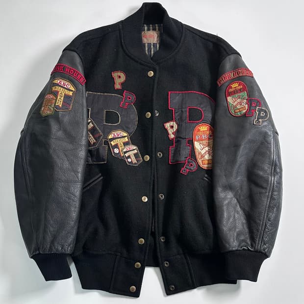 핑크하우스 패치 바시티 자켓