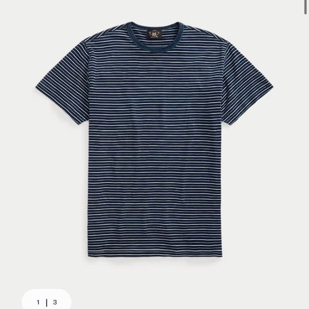 RRL 인디고 자카드 스트라이프 티셔츠 M 새제품