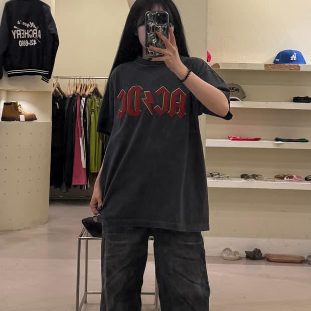 ACDC 밴드 로고 프린팅 반팔 티셔츠 U1377