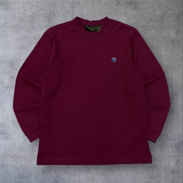 팀버랜드 스몰 로고 버건디 롱 슬리브