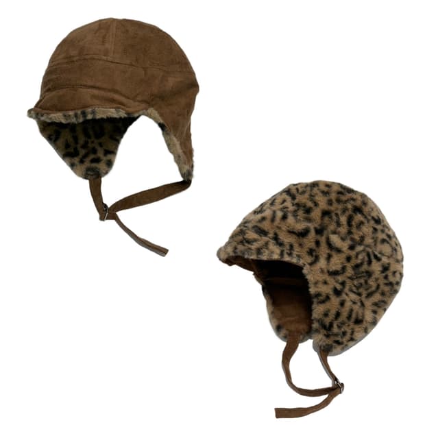 빈티지 리버서블 호피 레오파드 이어플랩 트루퍼