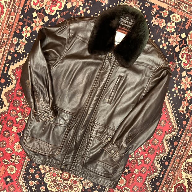 ( L ) 런던포그 가죽자켓 레더자켓 가죽카코트 가죽롱코트 가죽자켓