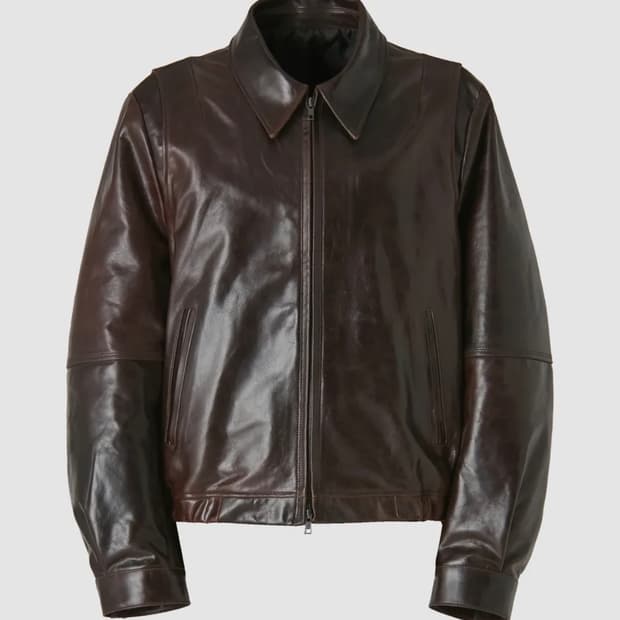 쿠어 램스킨 풀업 왁시드 아웃로 점퍼 (카버넷)