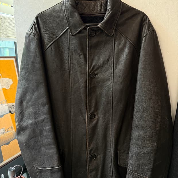 90s KENNETH COLE 브라운 소가죽 래더 카코트 XL