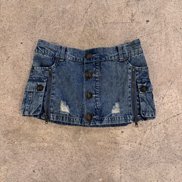 사이드 지퍼 슬릿 데님 스커트 팬츠