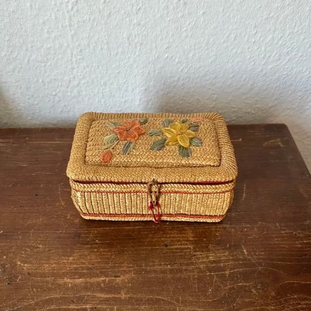 프랑스)빈티지 라탄 보석함