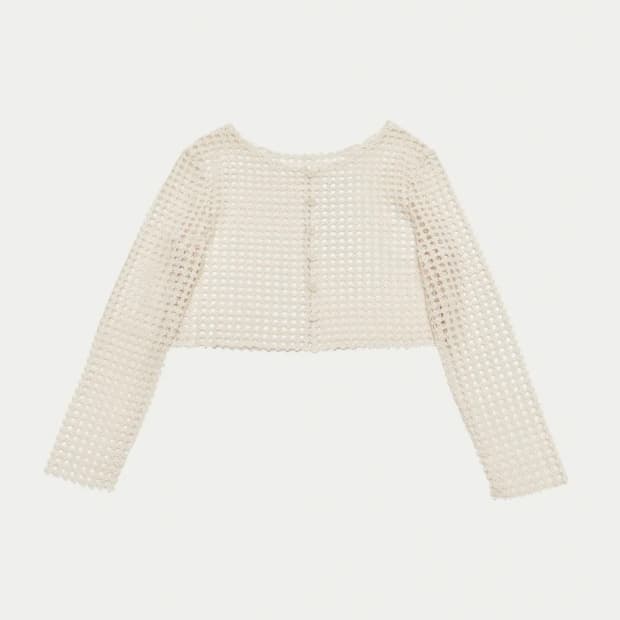 아모멘토 플라워 레이스 크롭 가디건