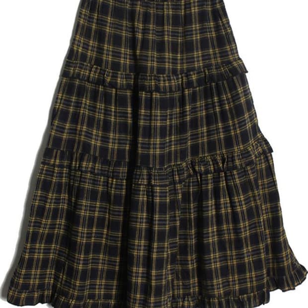 빈티지 체크 롱스커트