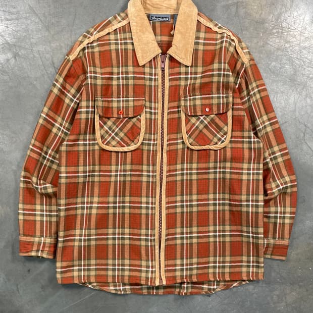 빈티지 타탄 체크 셔츠 집업
