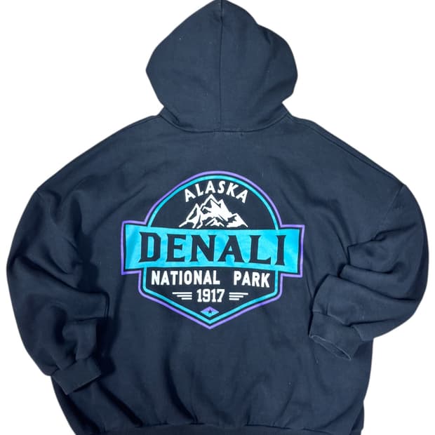 바배) 알레스카 빅로고 기모 후드 박스티