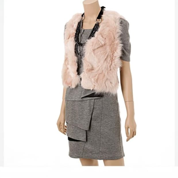 지컷 여우털  베스트 다크그레이. 55.-55반  상태좋음 