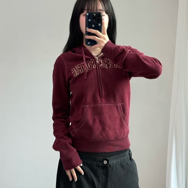 아베크롬비 버건디 후드 반집업