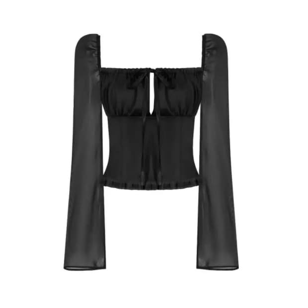 클리시어 워니 블라우스 블랙+화이트 세트