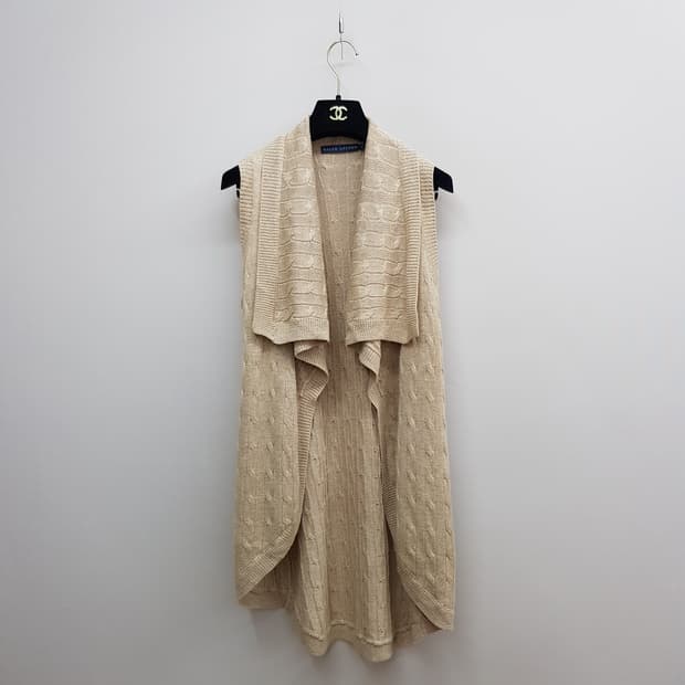 폴로 랄프로렌 케이블 니트 숄카라 롱 베스트 S사이즈