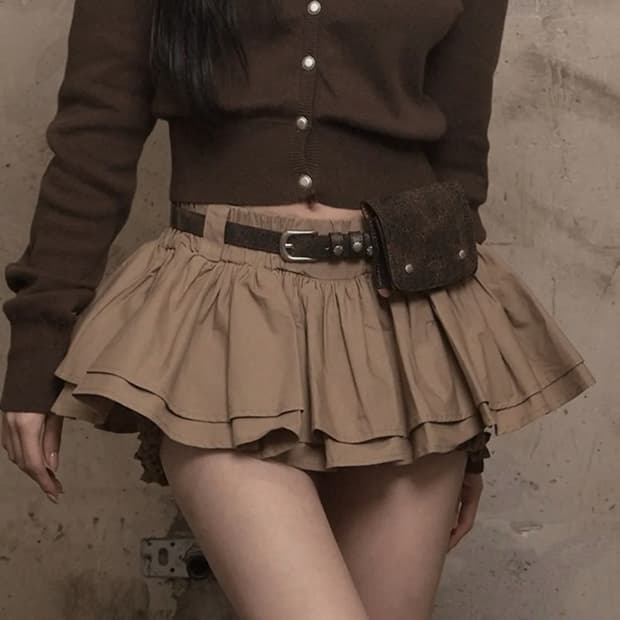 카키포인트 캉캉스커트 베이지