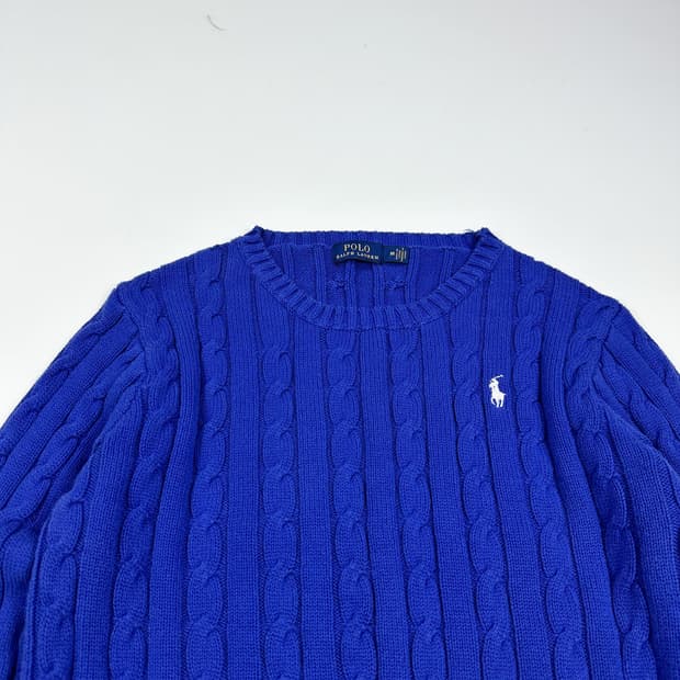 폴로 랄프로렌 포니 블루 꽈배기 니트 (M 여성추천)