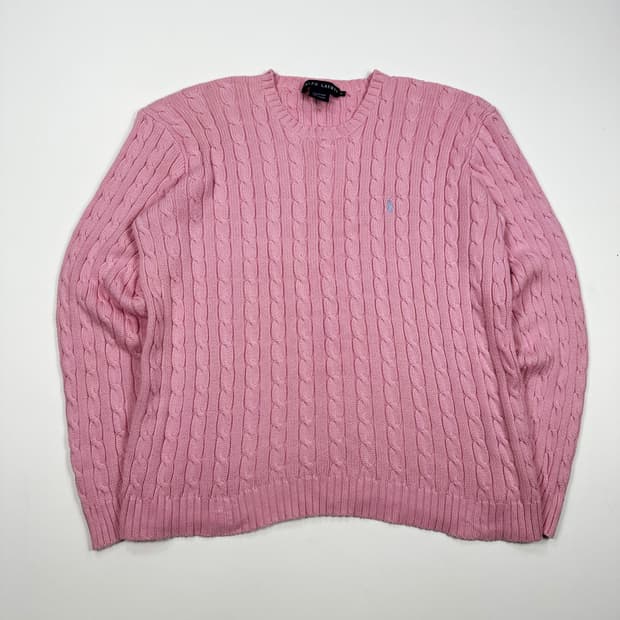 폴로 랄프로렌 빈티지 클래식 케이블 니트 핑크 여성XL