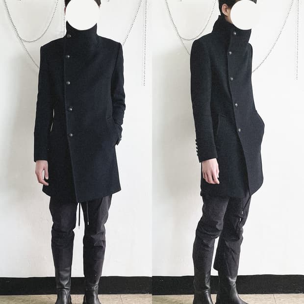 타임 옴므 2011 사선버튼 하이넥 코트