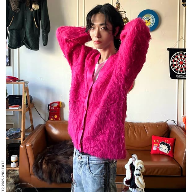CIAOPANIC TYPY Japan Pink Fur Cardigan