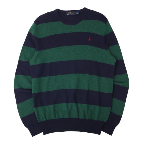 폴로 랄프로렌 그린 스트라이프 메리노 울 니트 스웨터