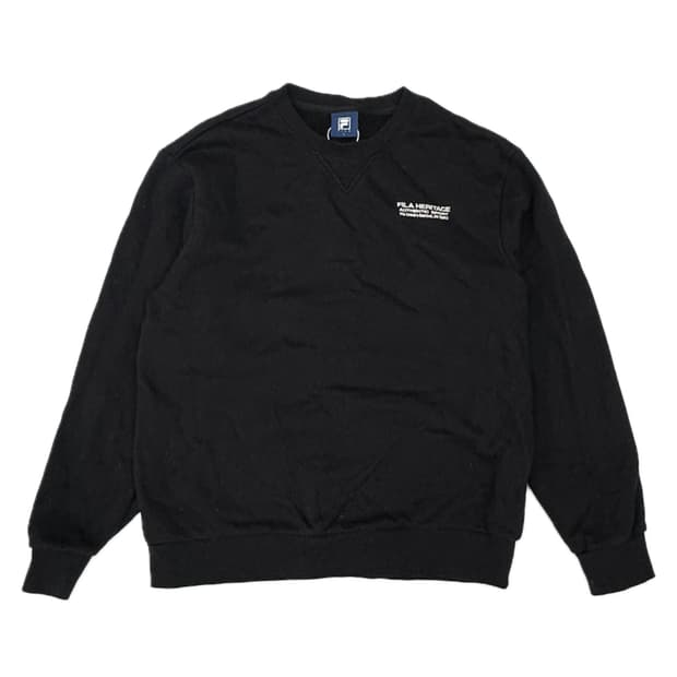 휠라 블랙 남성 프린팅 L 베이직 맨투맨