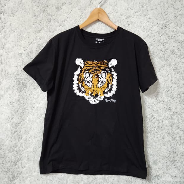 267A [XL] 에버랜드 호랑이 스팽글 반팔 티셔츠