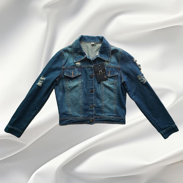새상품 유니크 데미지 크롭 청자켓 (L)