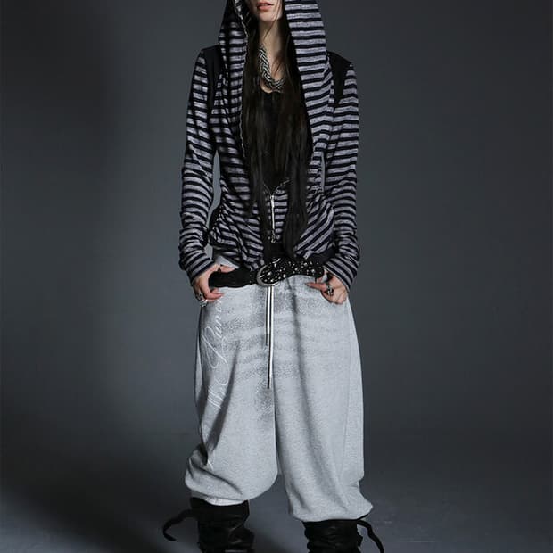 Double Punch Striped hooded long sleeve