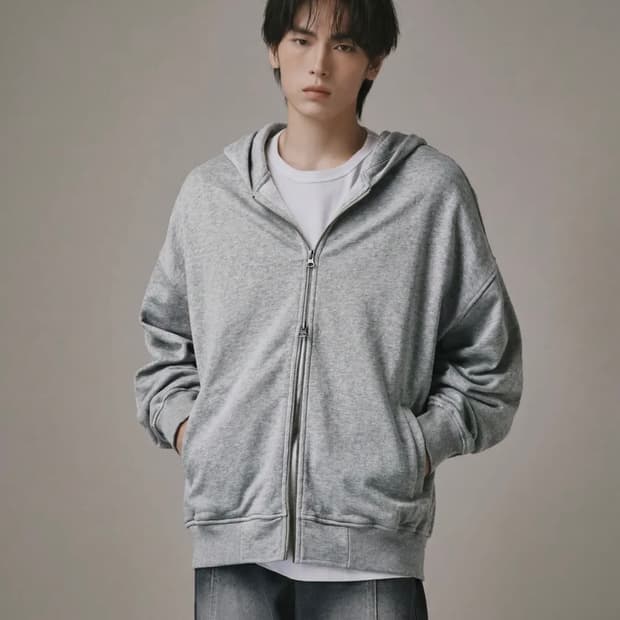 버던트 투웨이 메탈 지퍼 스웻 후드 집업 [그레이]