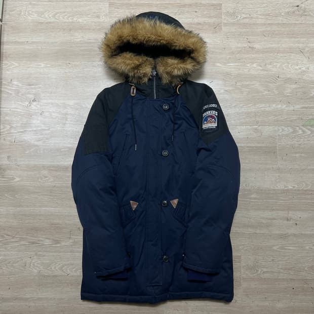 엠엘비 여성 구스다운 와펜 퍼후드 야상패딩 점퍼 [네이비] XS/85