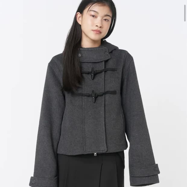 미세키서울 더플 후디 숏코트 차콜