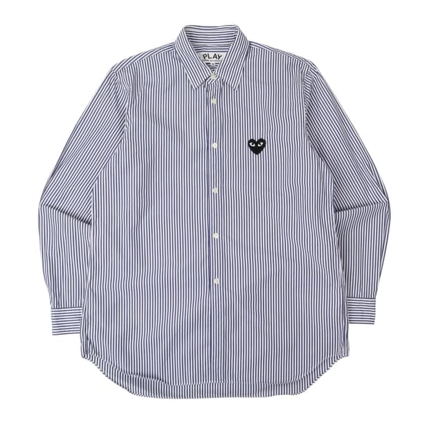 꼼데가르송 하트와펜 네이비 스트라이프 셔츠