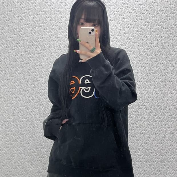 LEE 리 레트로 스트릿 펑크 스펠자수 후드티 XL C09571