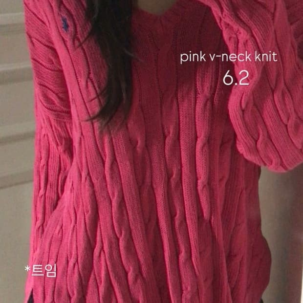 폴로 랄프로렌 핫핑크 브이넥 니트 빈티지