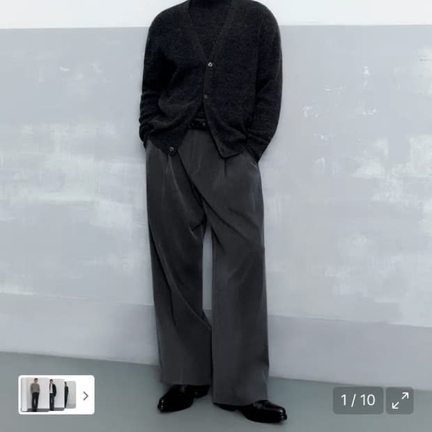 무탠다드 슈퍼 와이드 히든 밴딩 슬랙스 미디엄 그레이 40인치